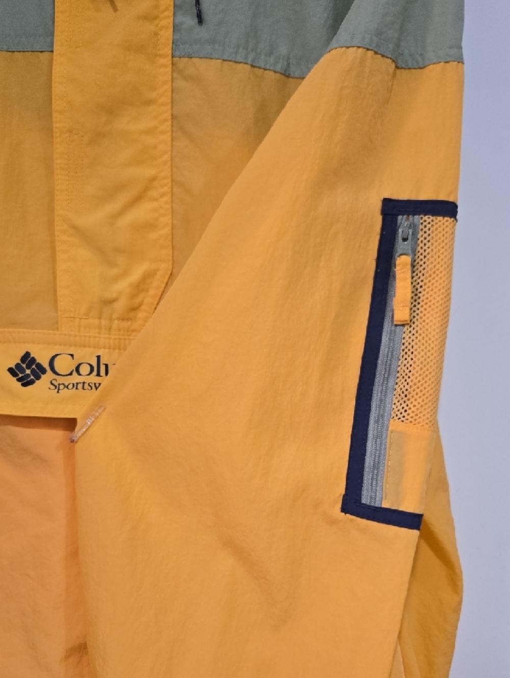Columbia Challenger Anorak Windbreaker XL Yellow Mens Packable Jacket - Picture 6 of 6